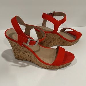 Charles Davis Red Cork Wedges Women’s 8